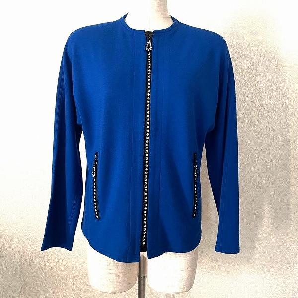 #anc GKITALIYA 伊太利屋 ジャケット 9 青 ジップアップ ビジューノーカラー レディース [927249]