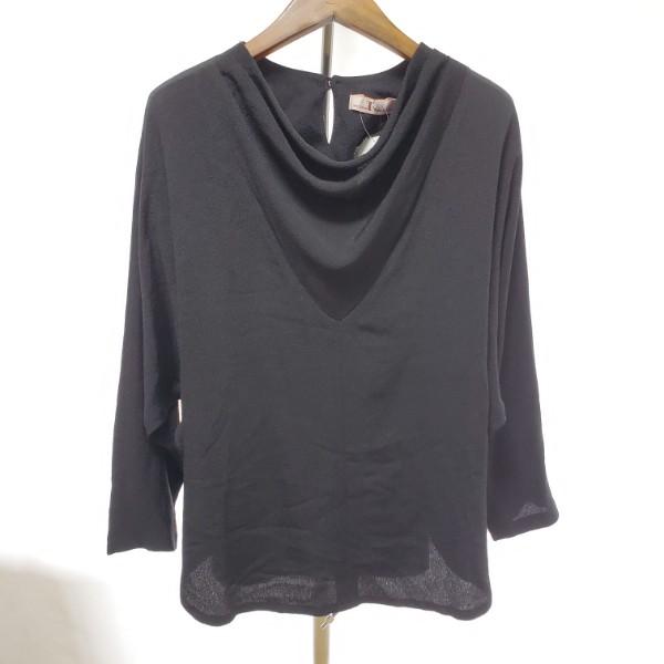 #anc Ts コレクション 詩仙堂 ヒトシタムラ カットソー 黒 ちりめん ドルマン ドレープ レディース [927745]