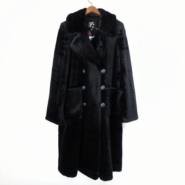 wnc イタリヤ 伊太利屋 コート 9 黒 ロング フェイクファー タグ付き