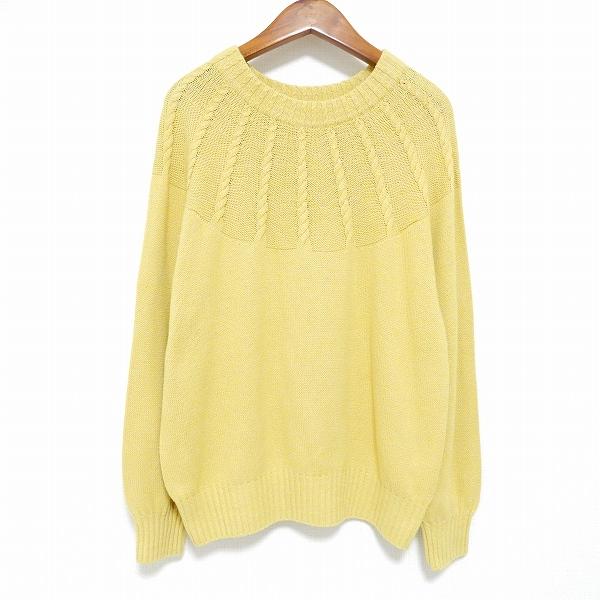 美品 パラスパレス デザインニットL こだわり配色ステッチ 黄色糸×白糸 日本製 anc パラスパレス pal'laspalace ニット セーター 0 黄 クルーネック