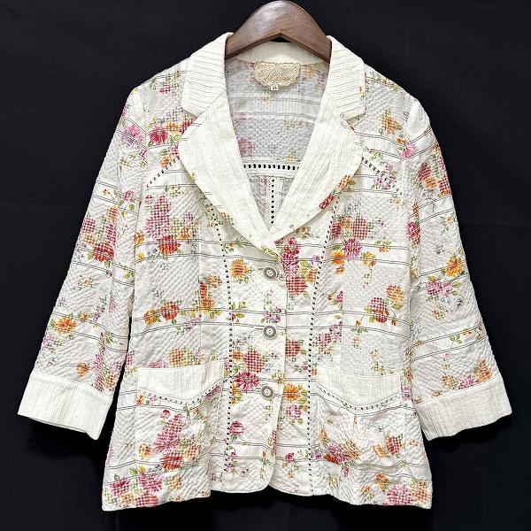 anc インポートロッサ import Rossa ジャケット 44 白系 マルチ 花柄 