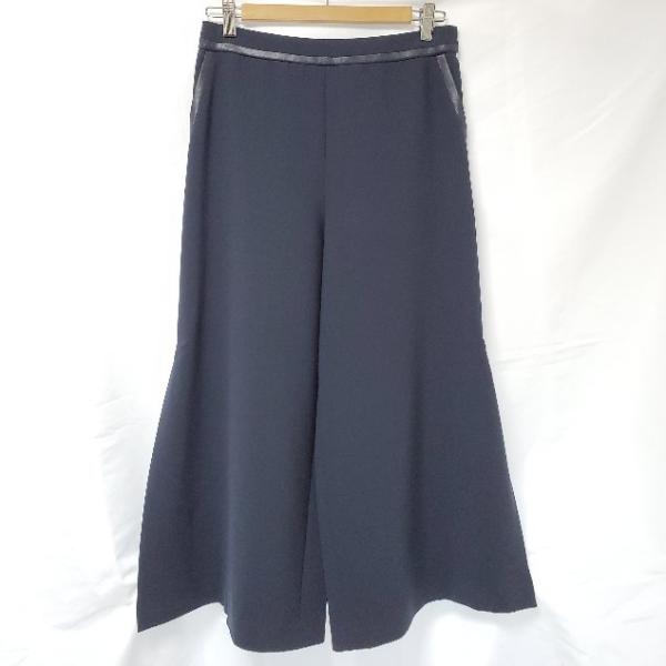 #anc レリアン Leilian パンツ 9 紺 ワイド 無地 パイピング レディース [933380]