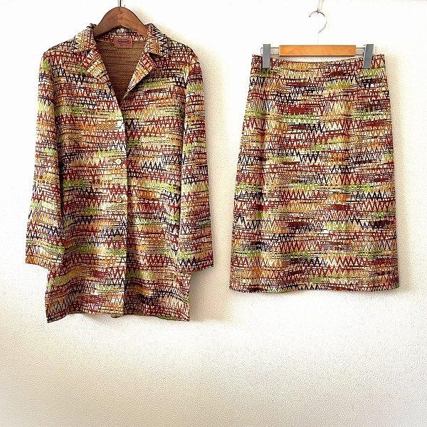 ミッソーニ・ニットスーツ・Ｌサイズ・カーディガン・スカート・セットアップ・美品 ミッソーニ・ニットスーツ・Lサイズ・カーディガン・スカート