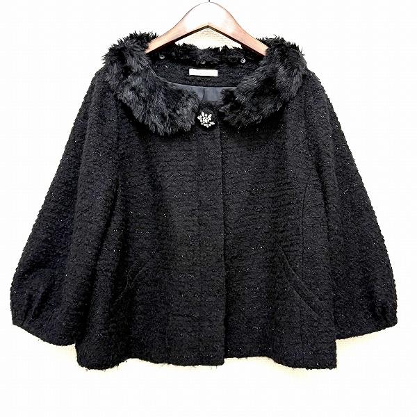 ローズティアラ 黒レディースジャケット サイズ46 新品】Rose Tiara ローズティアラ フラワーノーカラージャケット