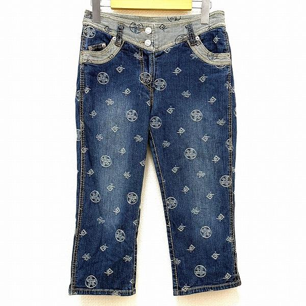 #anc 伊太利屋 GKITALIYA パンツ 9 青系 デニム ロゴ クロップド レディース [935700]