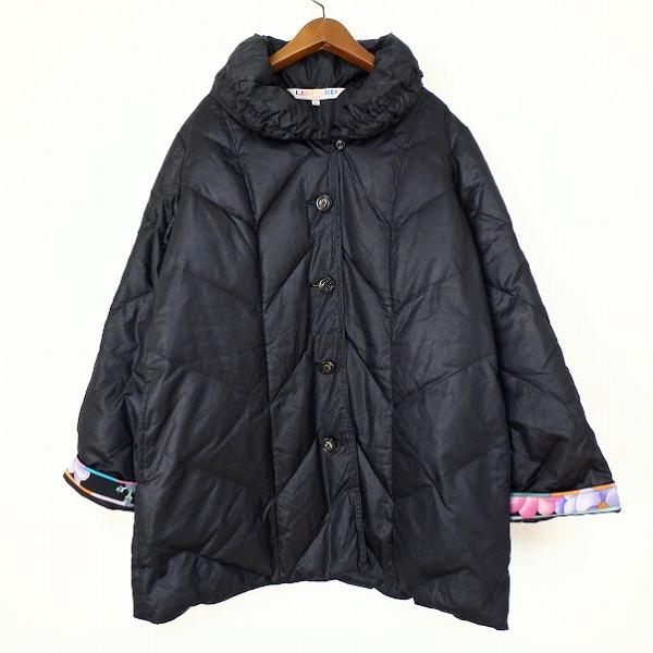 レオナール　レディース　黒　レオナールスポーツ　コート　ジャケット wnc レオナールスポーツ LEONARD SPORT コート 42 黒 マルチ 花柄 光沢