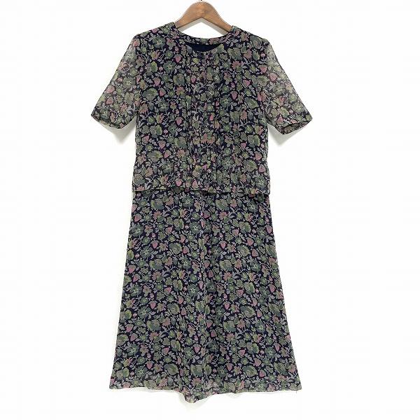 Leilian #snc レリアン ワンピース 7 紺系 セットアップ風 総柄