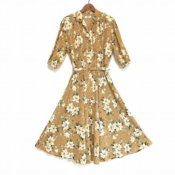 INGEBORG（インゲボルグ） #anc ワンピース ベージュ 花柄 ベルト付き