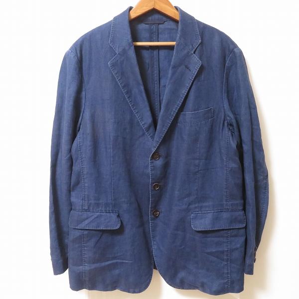 Papas　パパス　テーラードジャケット　綿麻混　50　L　ネイビー　B3143 snc パパス Papas シングルジャケット M 紺系 S3B 麻 メンズ