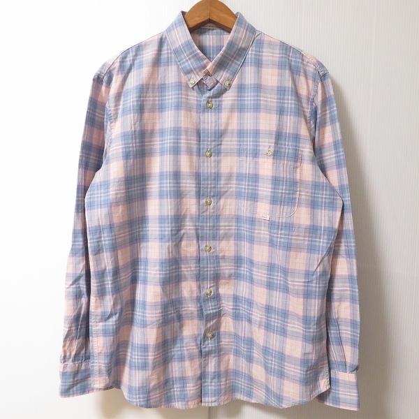パパス　刺繍長袖ボタンダウンシャツ PAPAS（パパス） #anc 長袖シャツ M 薄紫 青系 ピンク ボタンダウン