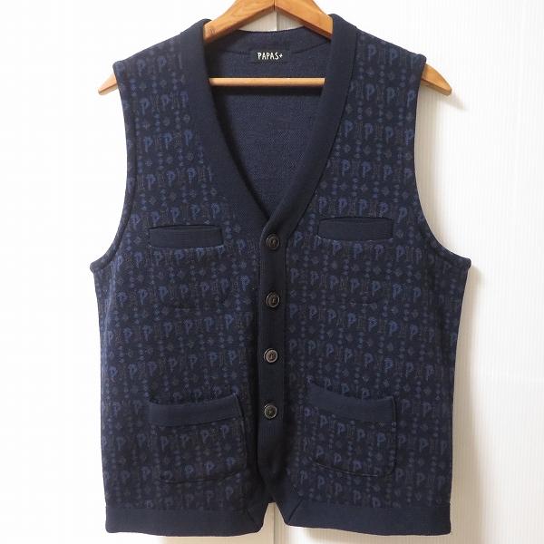 PAPAS（パパス） #wnc パパスプラス Papas+ ベスト ジレ ニット M 紺 V