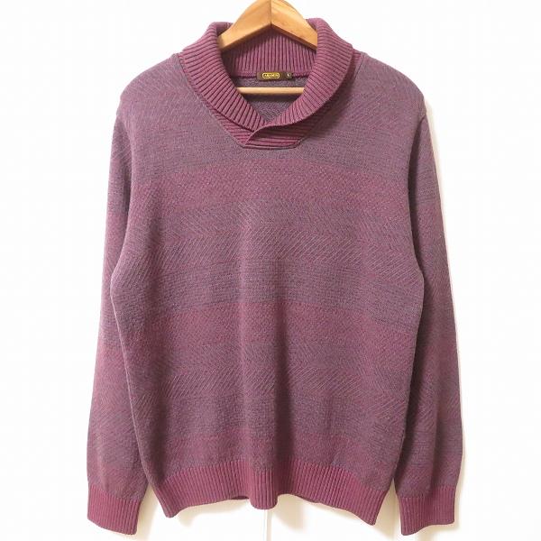 wnc アラミス ARAMIS ニット セーター L 赤紫 グレー リブ 日本
