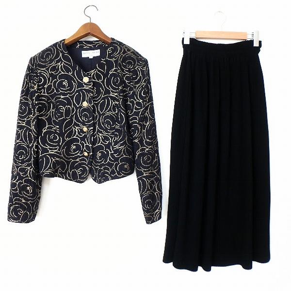 HANAE MORI ツーピース　ブラウススーツ HANAE MORI（ハナエモリ） #anc セットアップ 濃紺 ゴールド 黒