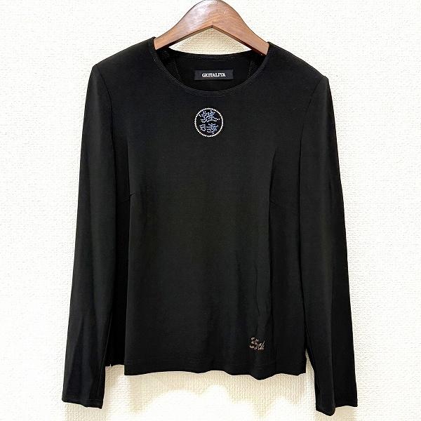 #snc GKITALIYA 伊太利屋 カットソー 9 黒 白 赤 半袖 バラ 柄 ラインストーン ジップアップ レディース [882533] 伊太利屋 #snc イタリヤ Tシャツ カットソー 9 赤 半袖 ライン