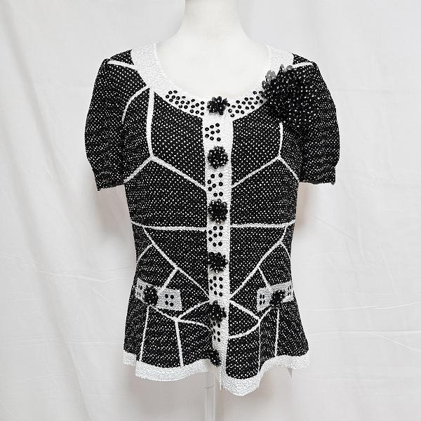 snc ノコ オーノ NOKO OHNO カーディガン 42 白 黒 スパンコール