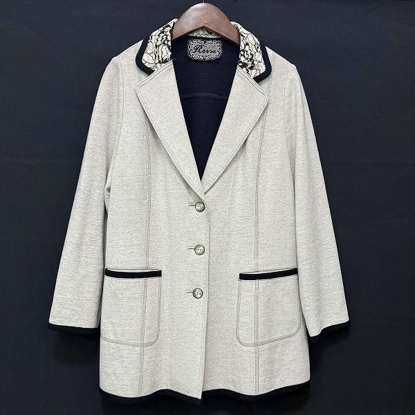 インポートロッサ ノーカラージャケット 白 レース 美品 anc