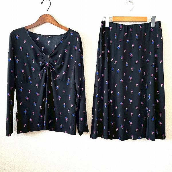 #anc ローラアシュレイ LAURAASHLEY セットアップ ツーピース 黒 青 ピンク 花柄 Vネック レディース [941286]