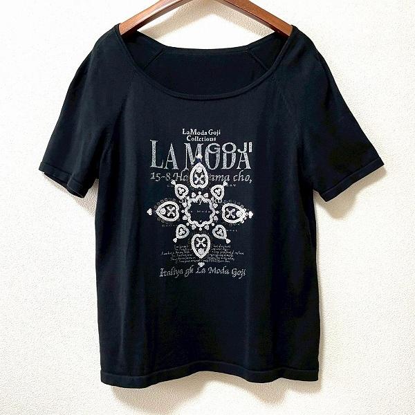 snc イタリヤ 伊太利屋 カットソー Tシャツ 13 黒 半袖 ロゴ