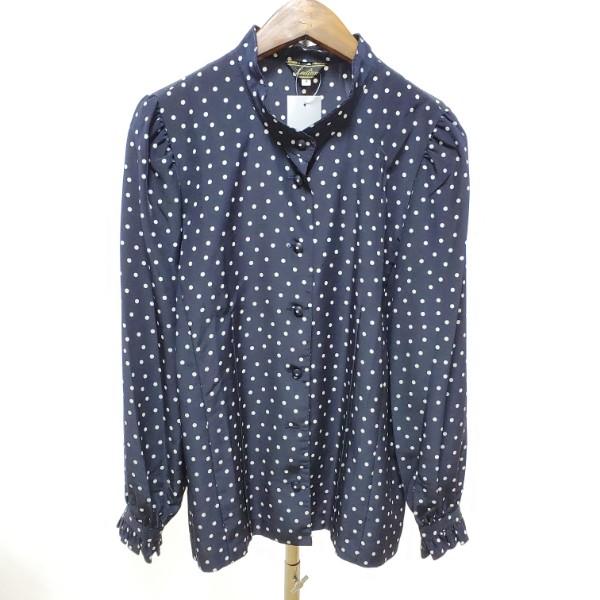 anc レリアン Leilian シャツ・ブラウス 9 濃紺 ドット 水玉
