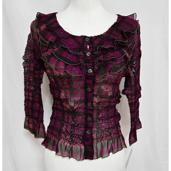 anc ユキトリイ YUKITORII シャツ ブラウス 38 ボルドー 黒 チェック