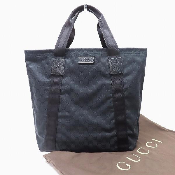 anb グッチ GUCCI トートバッグ 黒 GG柄 キャンバス イタリア製