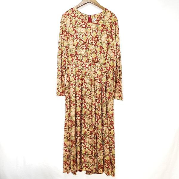 anc ローラアシュレイ LAURAASHLEY ワンピース 13 えんじ 花柄 ロング 