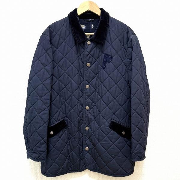 wnc パパス Papas ジャケット M 紺 キルティング 中綿 柄 カシミヤ混 