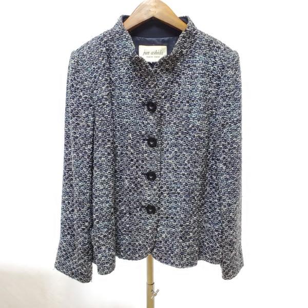 wnc ジュンアシダ junashida ジャケット 青系 ツイード スタンドカラー