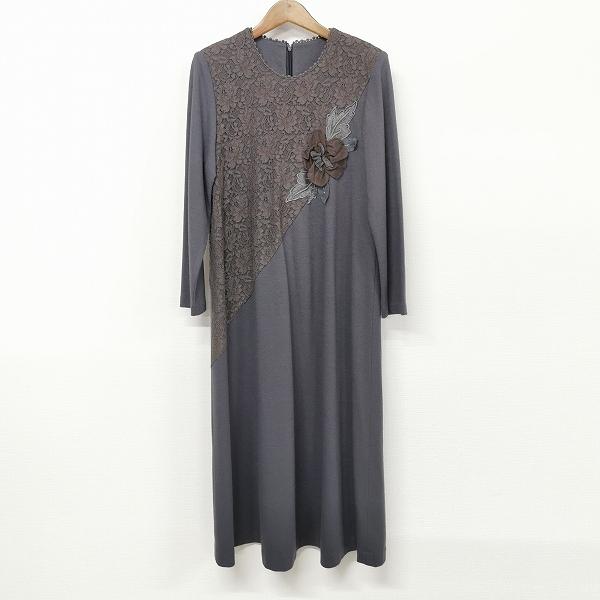 wnc へっぽこ先生 ワンピース 長袖 ロング 花モチーフ 花柄 バック