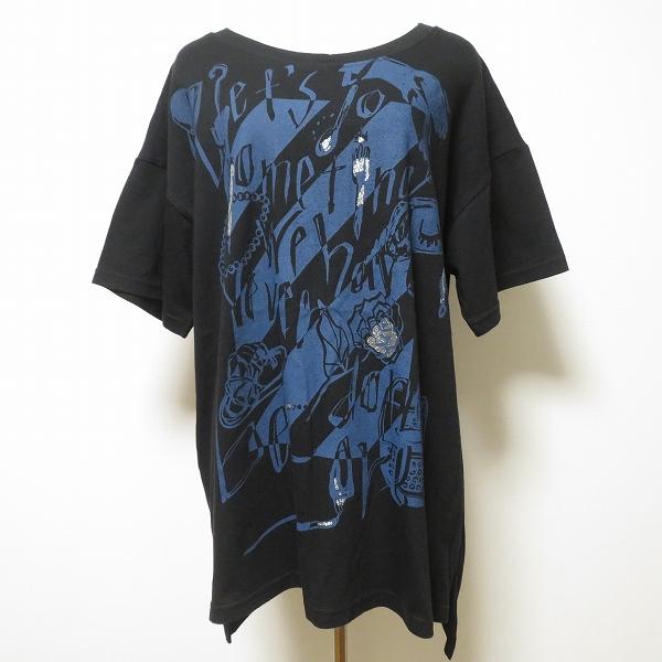 #snc イズスカラー iS ScoLar チュニック カットソー Tシャツ M 黒 青 半袖 英字 ラメ 美品 タグ付き レディース [950420]