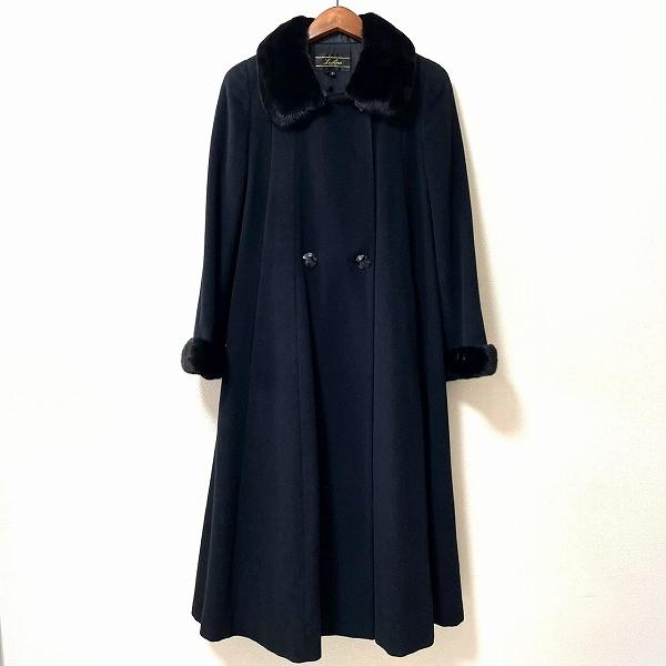 Leilian レリアン コート 9号 美品 wnc レリアン Leilian コート 9 黒 ミンクファー アンゴラ混