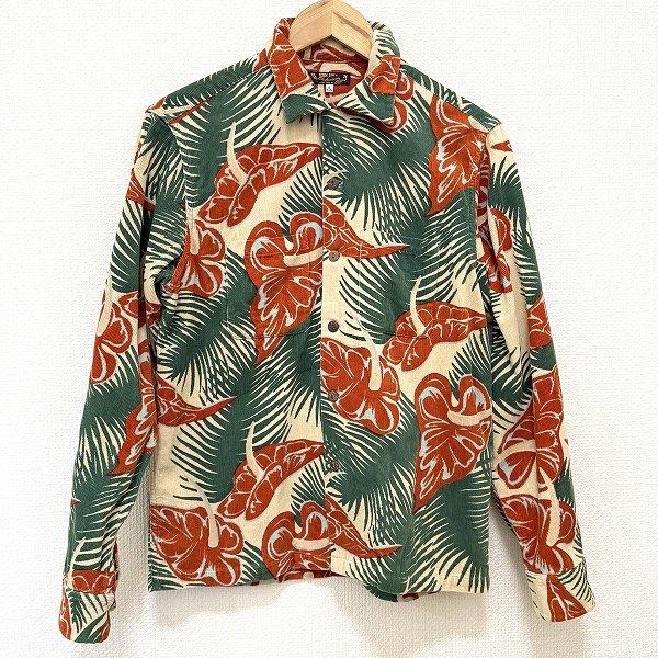 anc サンサーフ SUN SURF 長袖シャツ S ベージュ系 オレンジ 緑 アロハ