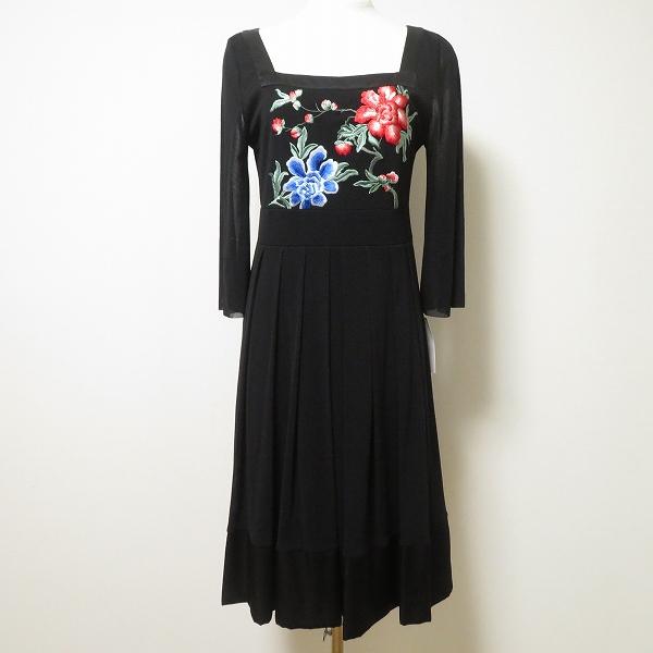 ヴィヴィアンタム 刺繍 ワンピース マオカラー ノースリーブ チャイナドレス 黒 ヴィヴィアンタム ブラック刺繍 ワンピース ヴィヴィアンタム 刺繍