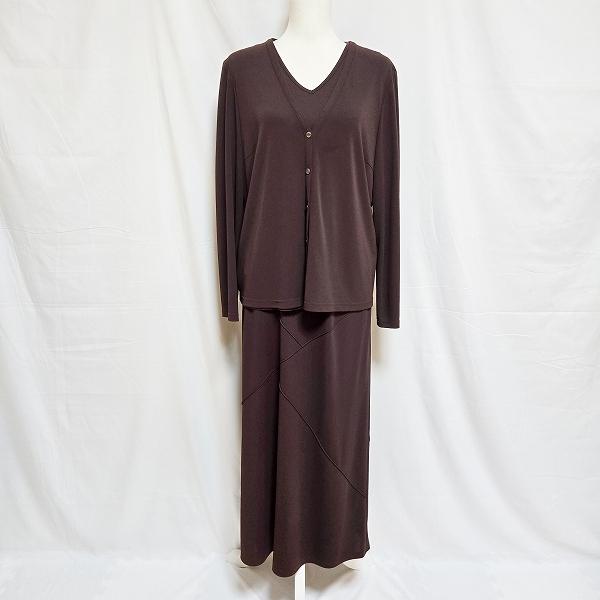 Leilian 3ピース 3点セット セットアップ 大きいサイズ 13 薄手 Leilian（レリアン） #snc セットアップ 13 茶系 スリーピース 刺繍
