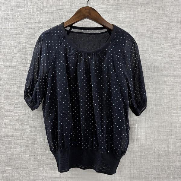 Leilian（レリアン） #snc カットソー 9 紺 白 ドット シースルー 