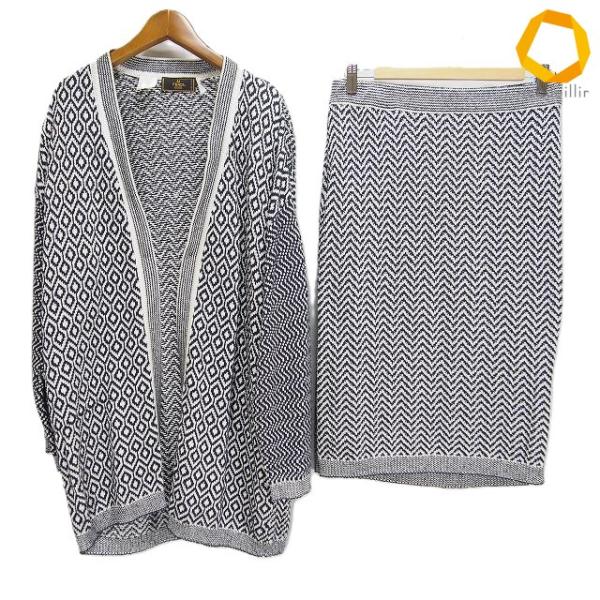 a フェンディ FENDI セットアップ 40 黒 白 ジャケット スカート