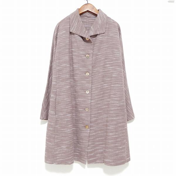 anc 登美 群言堂 グンゲンドウ コート ピンク系 白 麻混 レディース