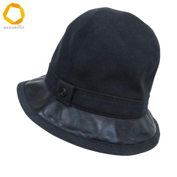#ah ジョルジオアルマーニ Giorgio Armani 帽子 59 黒 ブラック ハット アルマーニ イタリア製 イタリー メンズ [959354] k01