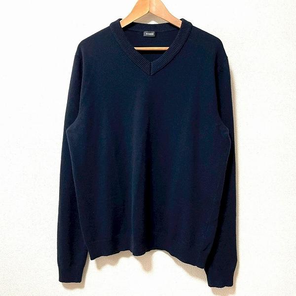 wnc ジルサンダー JILSANDER ニット・セーター 54 紺 カシミヤ混 V