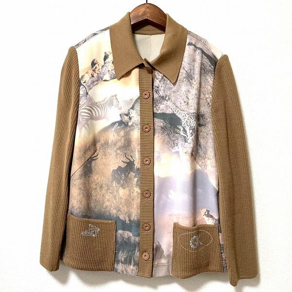ニットジャケット　伊太利屋　ウール　イタリヤ　ザックリニット　おしゃれ　温かい anc イタリヤ 伊太利屋 ジャケット 13 ベージュ アイボリー系