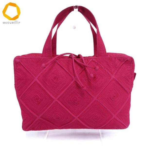 #ab イッセイミヤケ ISSEY MIYAKE タマシャ TAMASHA  トートバッグ ピンク ひし形 刺繍 ハンドバッグ レディース [966145] k01