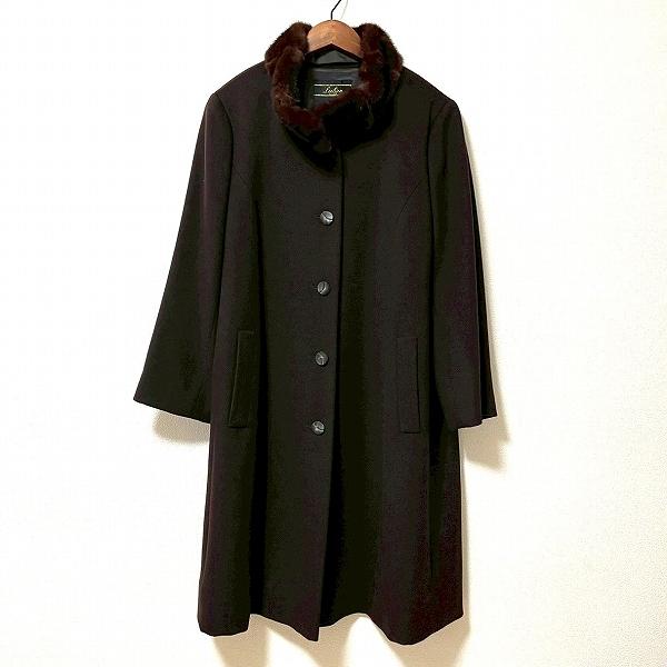 レリアン Leilian 黒 カシミア100%コート 13+ 大きいサイズ 美品