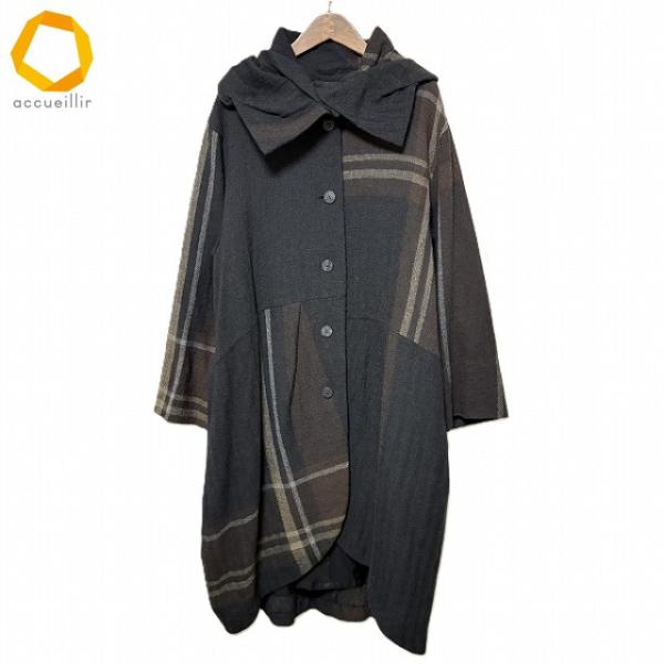 wnc ジウセンソユニコ 慈雨 Sensounico コート 40 黒系 茶 ウール