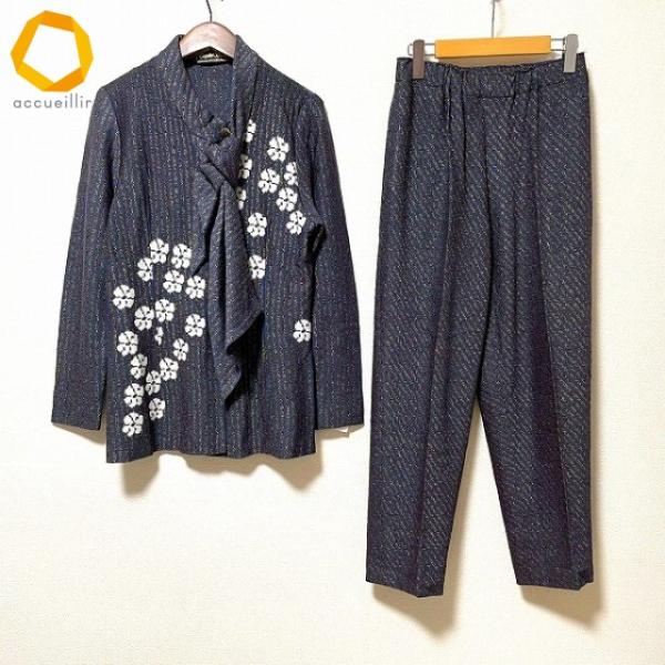 コメントの方未使用タグ付サイトウトヨコ斎藤都世子スーツSaitouToyoko wnc サイトウトヨコ 斉藤都世子 セットアップ パンツ 紺 ニット