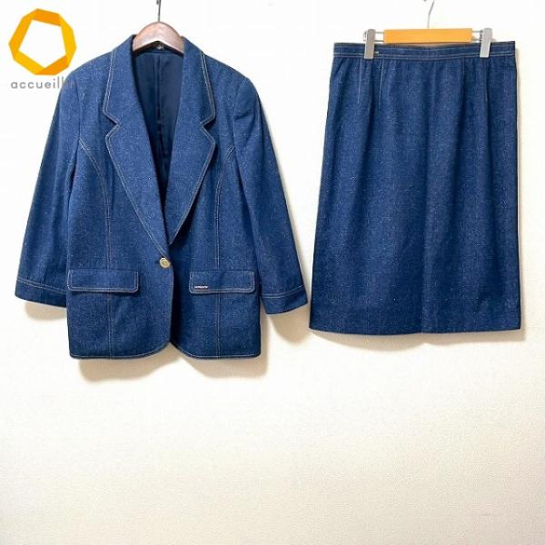 anc レオナール LEONARD セットアップ ツーピース 15 青系 デニム調