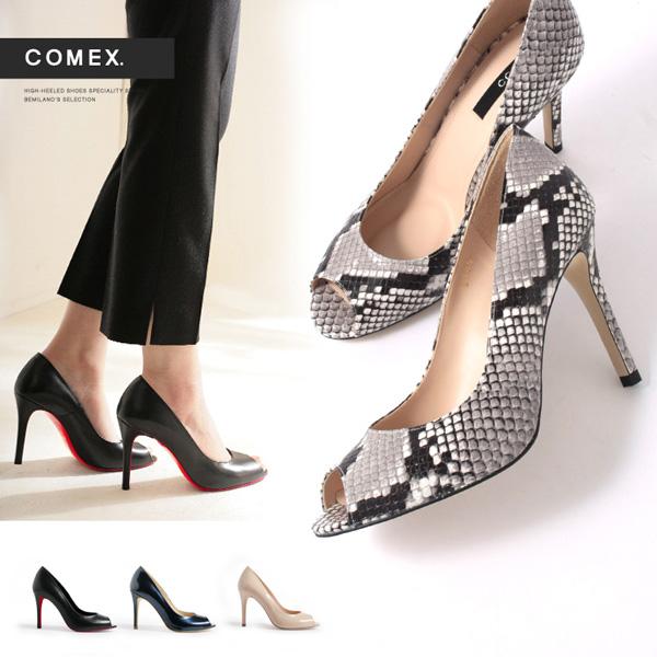 COMEX パンプス ハイヒール オープントゥ 9cmヒール ピンヒール