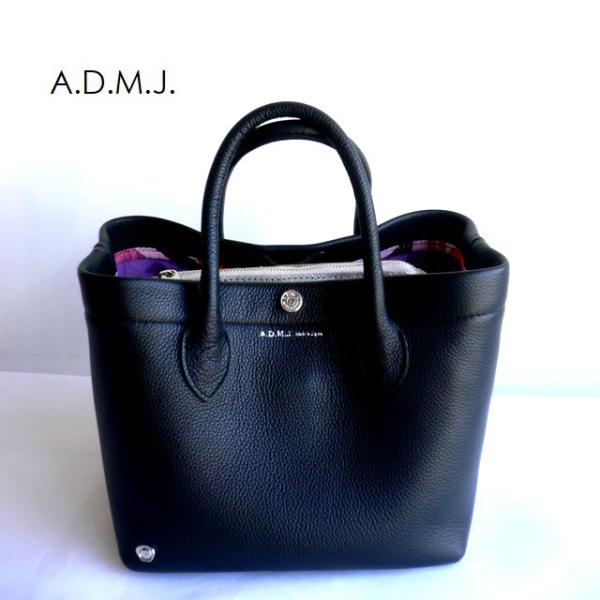 美品　ADMJ アクセソワ モーツァルト ハンドバッグ カーフレザー 黒 A.D.M.J（エーディーエムジェイ） クーポン対象外 ADMJ バッグ