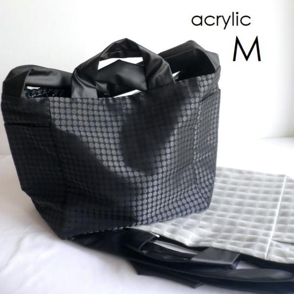 acrylic アクリリック バッグ M bag 2WAY ナイロン PVC トート 1311 グレー/ブラック/モノトーン/グリーン