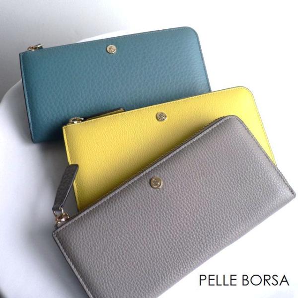 ベレボルサ 本革 長財布 グレー/ピンク 楽天市場】【10％クーポン】ペレボルサ 財布 PELLE BORSA 長財布