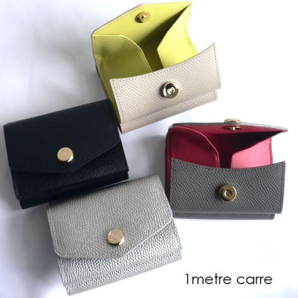 1metre carre（アンメートルキャレ） 三つ折り財布 シュリンク レザー